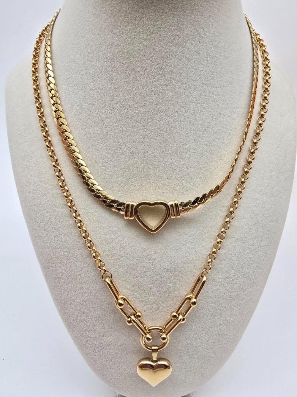 2 Stainless Steel Cuban Fashion Style Necklaces Non-Tarnish - Picture 4 of 7